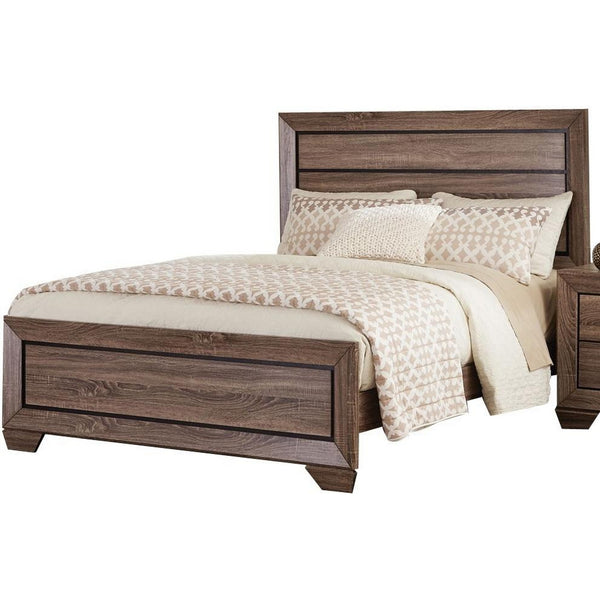 Transitional Style Queen Size Bed with Natural Grain Details, Brown
