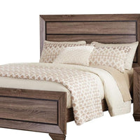 Transitional Style Queen Size Bed with Natural Grain Details, Brown