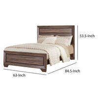 Transitional Style Queen Size Bed with Natural Grain Details, Brown