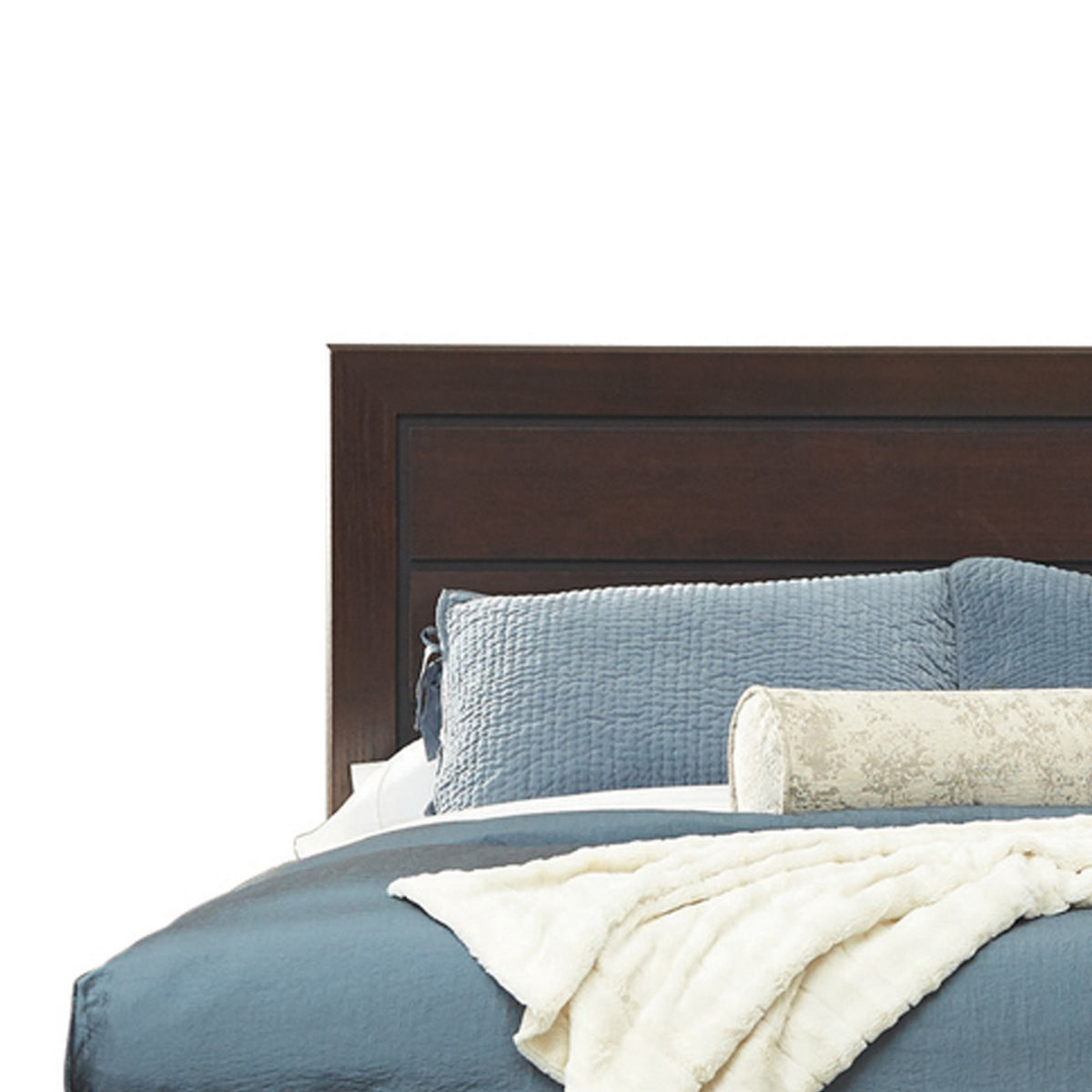 Queen Size Bed with Panel Headboard and Footboard, Cocoa Brown