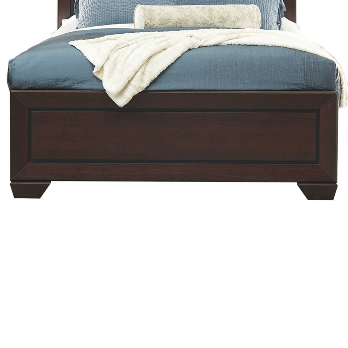 Queen Size Bed with Panel Headboard and Footboard, Cocoa Brown