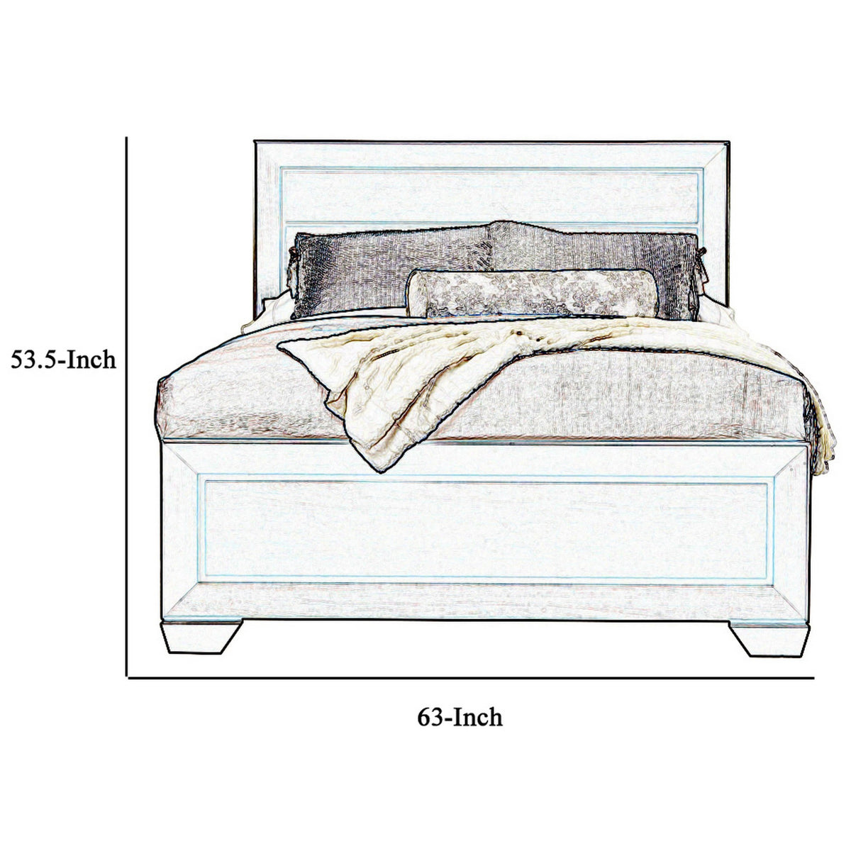Queen Size Bed with Panel Headboard and Footboard, Cocoa Brown