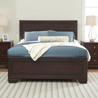 Queen Size Bed with Panel Headboard and Footboard, Cocoa Brown