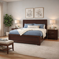 Queen Size Bed with Panel Headboard and Footboard, Cocoa Brown