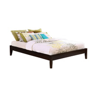 Wooden Queen Size Bed Frame with Chamfered Legs, Dark Brown