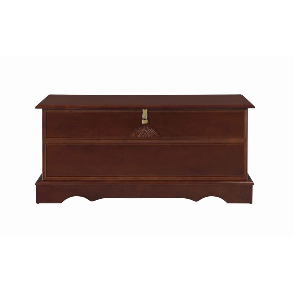 Traditional Style Lift Top Wooden Chest with Locking Lid, Dark Brown - BM215984