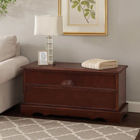 Traditional Style Lift Top Wooden Chest with Locking Lid, Dark Brown - BM215984