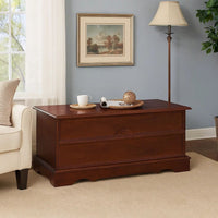 Traditional Style Lift Top Wooden Chest with Locking Lid, Dark Brown - BM215984