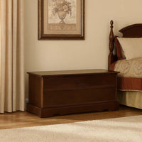 Traditional Style Lift Top Wooden Chest with Locking Lid, Dark Brown - BM215984