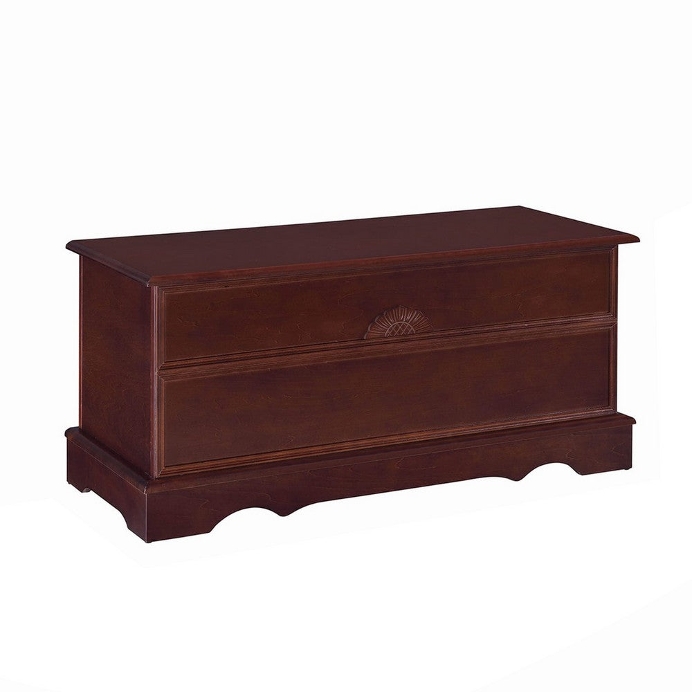 Traditional Style Lift Top Wooden Chest with Locking Lid, Dark Brown - BM215984