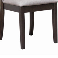 Fabric Upholstered Wooden Dining Chair, Set of 2, Gray and Brown  - BM215990