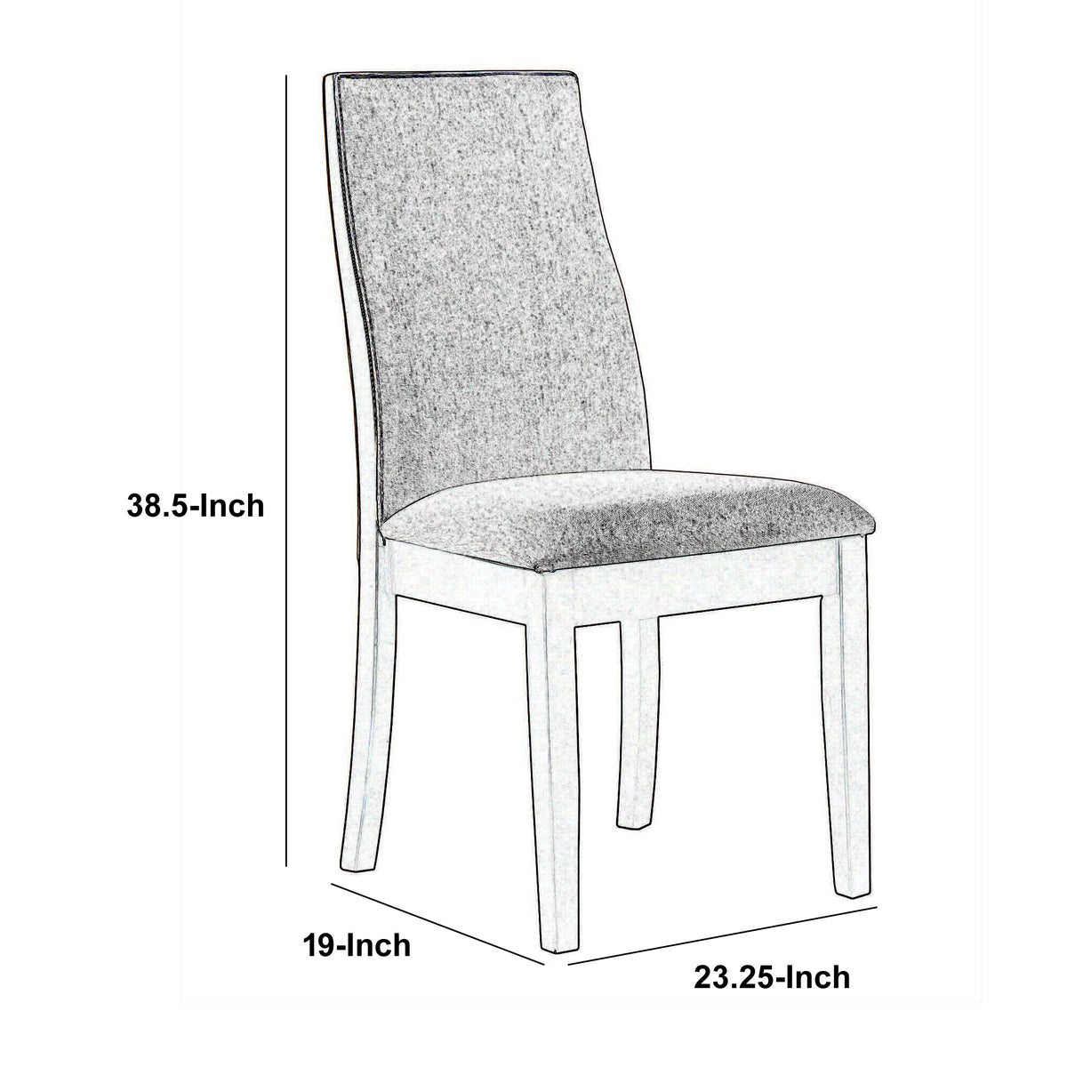 Fabric Upholstered Wooden Dining Chair, Set of 2, Gray and Brown  - BM215990