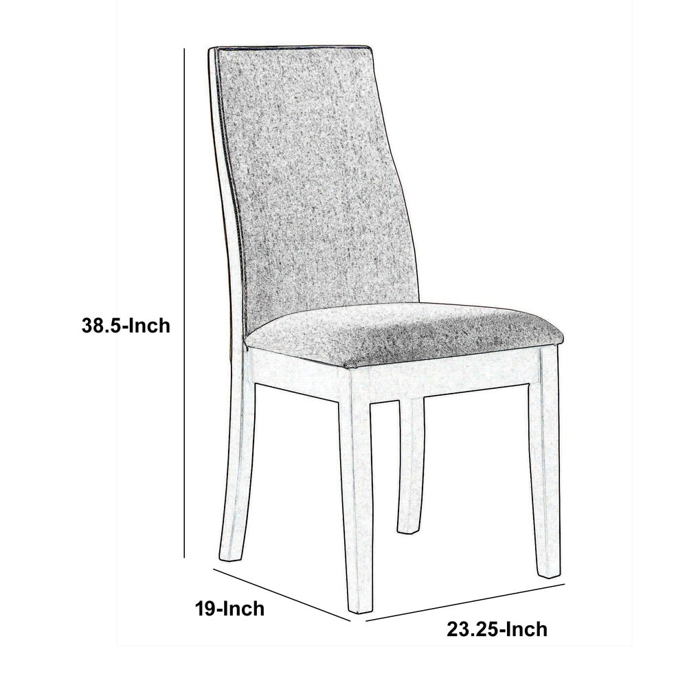 Fabric Upholstered Wooden Dining Chair, Set of 2, Gray and Brown  - BM215990