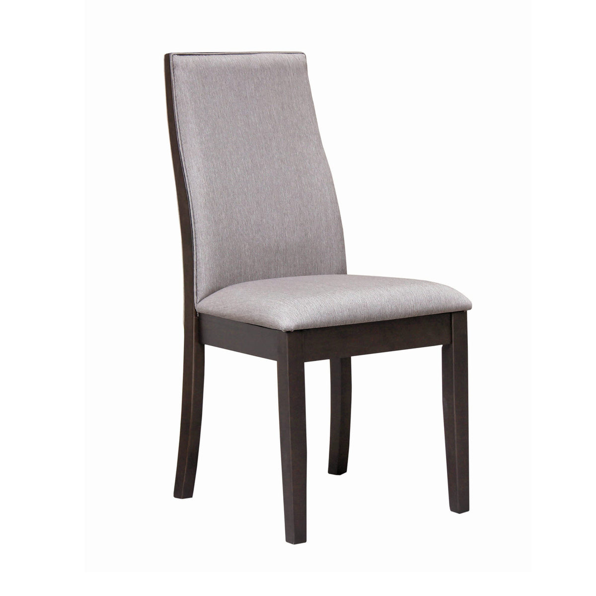 Fabric Upholstered Wooden Dining Chair, Set of 2, Gray and Brown  - BM215990