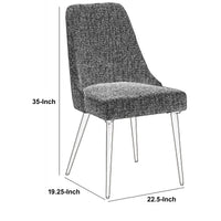 Textured Fabric Upholstered Metal Frame Dining Chair, Set of 2, Gray - BM215998