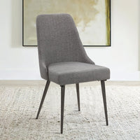 Textured Fabric Upholstered Metal Frame Dining Chair, Set of 2, Gray - BM215998