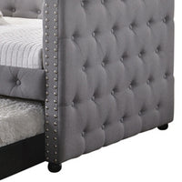 Fabric Upholstered Button Tufted Twin Daybed with Nailhead Trims, Gray