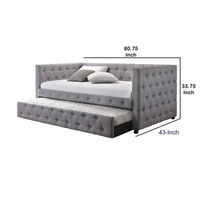 Fabric Upholstered Button Tufted Twin Daybed with Nailhead Trims, Gray