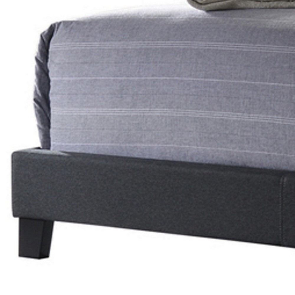 Full Size Bed with Square Button Tufted Headboard, Dark Gray - BM216087