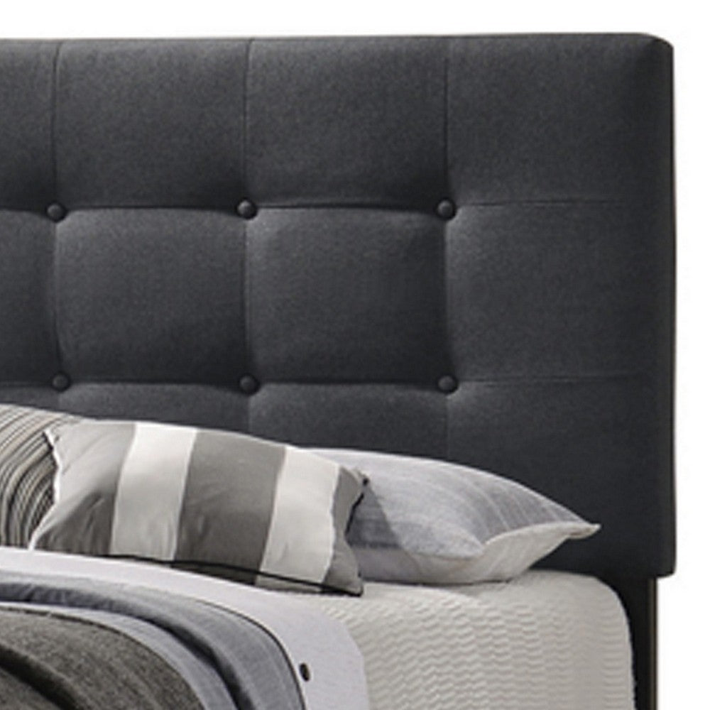 Full Size Bed with Square Button Tufted Headboard, Dark Gray - BM216087