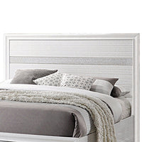 Contemporary Eastern King Bed with Drawers and Glittering Stripes, White