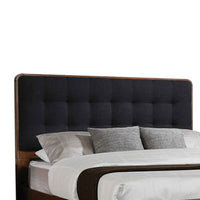 Platform Style Square Tufting Queen Bed with Rounded Corners,Brown and Gray