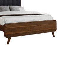 Platform Style Square Tufting Queen Bed with Rounded Corners,Brown and Gray