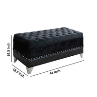 Leatherette Storage Bench with Nailhead Trims and Button Tufted Seat, Black - BM216194