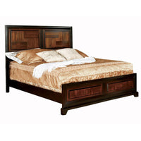 Transitional Style California King Wooden Parquet Design Bed, Brown - BM216251