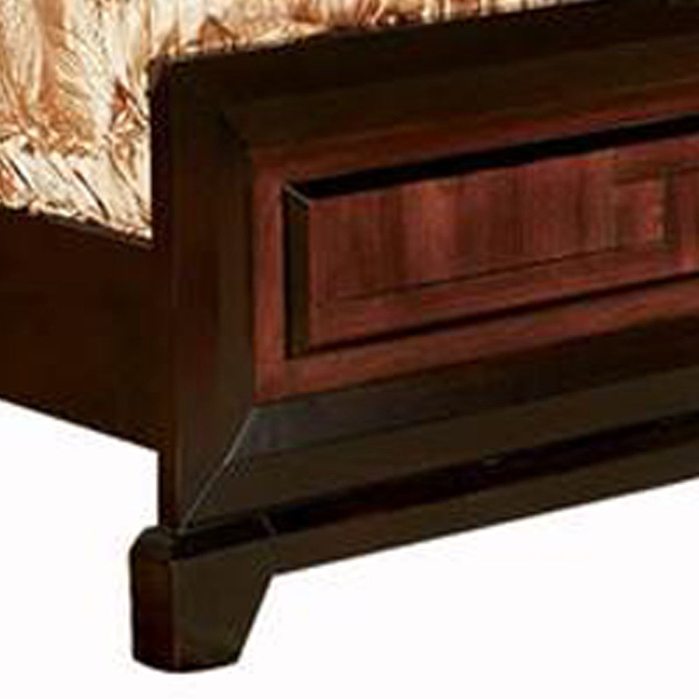 Transitional Style California King Wooden Parquet Design Bed, Brown - BM216251