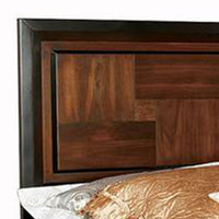 Transitional Style California King Wooden Parquet Design Bed, Brown - BM216251