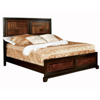 Transitional Style Eastern King Wooden Parquet Design Bed, Brown - BM216252