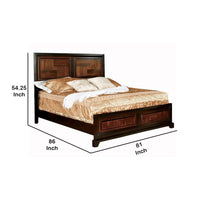 Transitional Style Eastern King Wooden Parquet Design Bed, Brown - BM216252
