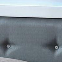 Wooden Queen Bed with Leatherette Headboard and LED trims, White and Black - BM216279