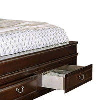 Transitional California King Wooden Bed with Multiple Bottom Drawers, Brown - BM216314