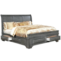 Transitional Eastern King Wooden Bed with Multiple Bottom Drawers, Gray - BM216316