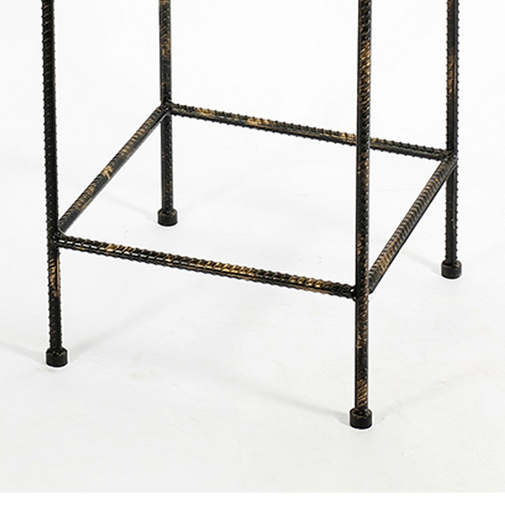 Scrolled Metal Frame Plant Stand with Square Top, Large, Black - BM216725