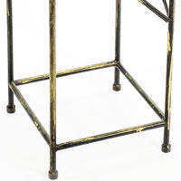 Lattice Cut Square Top Plant Stand with Tubular Legs, Medium, Black - BM216729