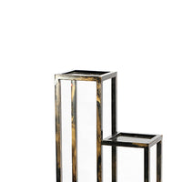 4 Tier Cast Iron Frame Plant Stand with Tubular Legs, Black and Gold - BM216736