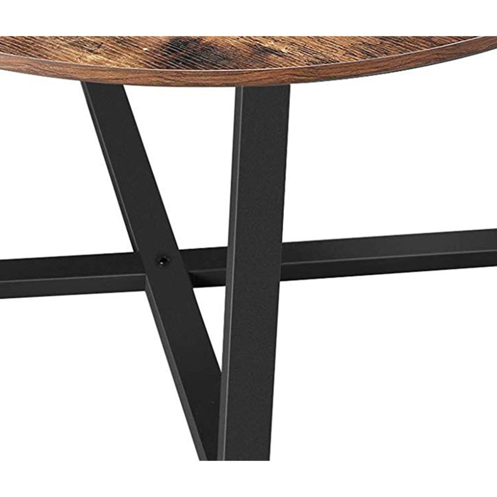Round Wood Top Metal Frame Coffee Table with Tubular Legs, Brown and Black - BM217113