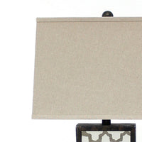 Rock Base Table Lamp with Drum Shade and Quatrefoil Pattern,Brown - BM217232