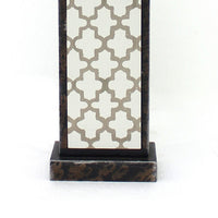 Rock Base Table Lamp with Drum Shade and Quatrefoil Pattern,Brown - BM217232