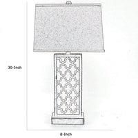 Rock Base Table Lamp with Drum Shade and Quatrefoil Pattern,Brown - BM217232