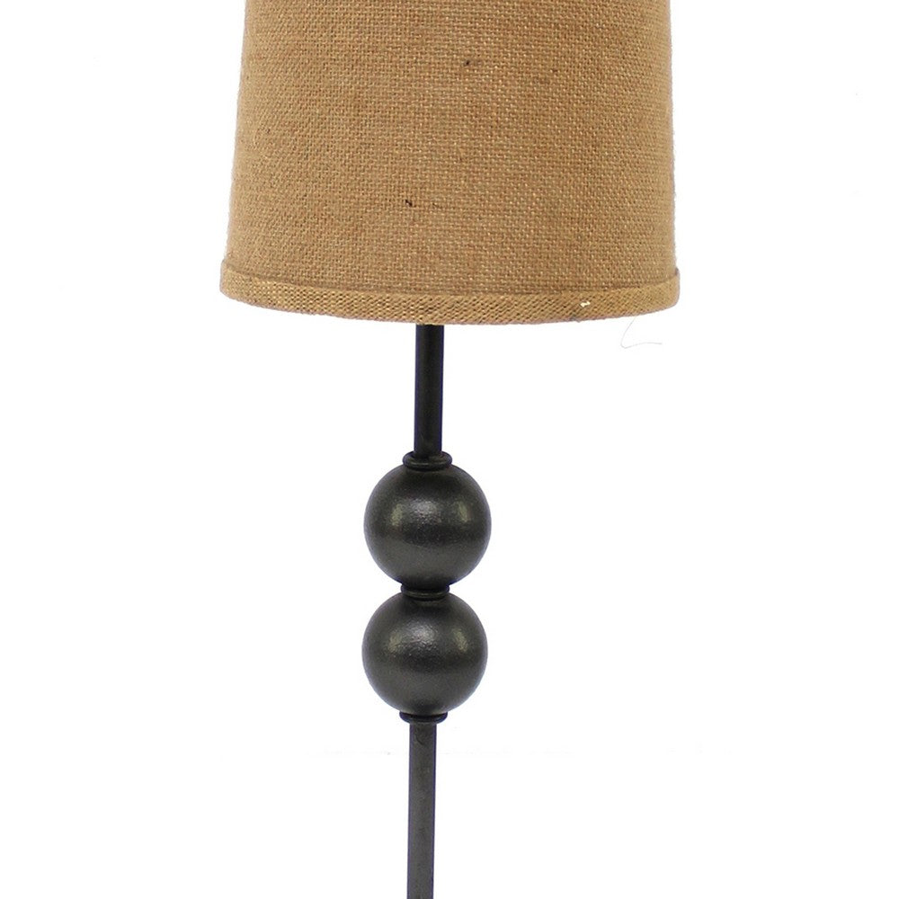 Metal Spindle Design Table Lamp with Cone Shade and Round Base, Black - BM217233