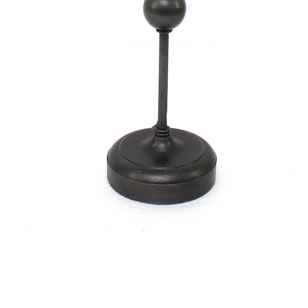 Metal Spindle Design Table Lamp with Cone Shade and Round Base, Black - BM217233