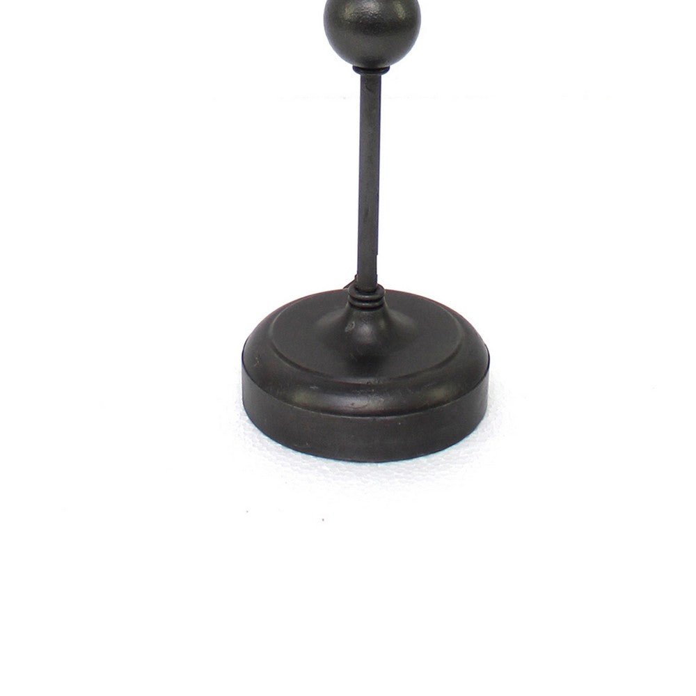 Metal Spindle Design Table Lamp with Cone Shade and Round Base, Black - BM217233