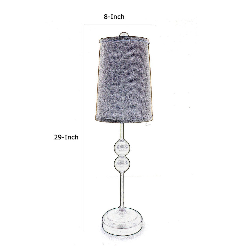 Metal Spindle Design Table Lamp with Cone Shade and Round Base, Black - BM217233