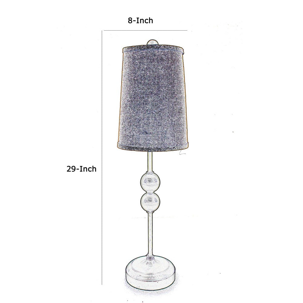 Metal Spindle Design Table Lamp with Cone Shade and Round Base, Black - BM217233