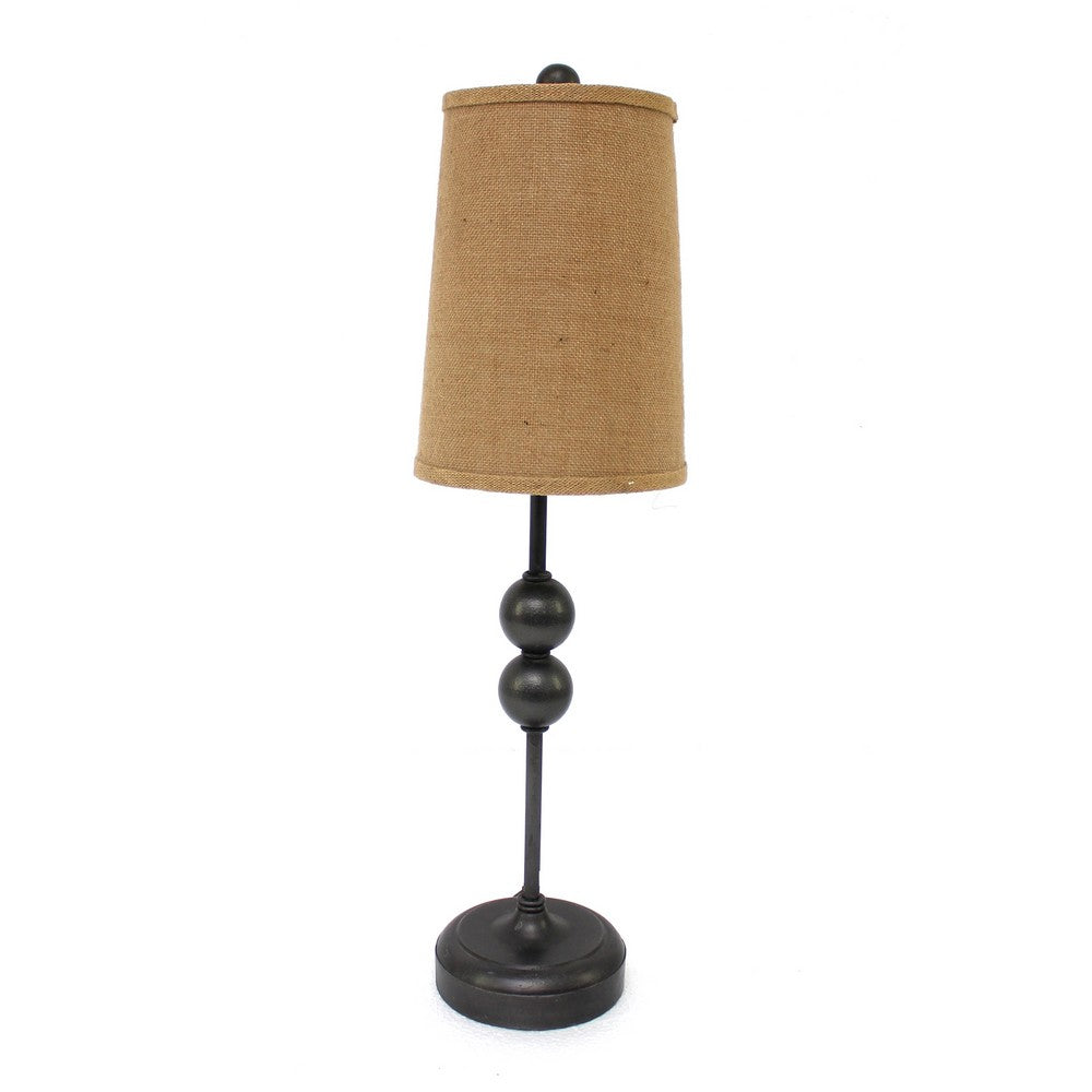 Metal Spindle Design Table Lamp with Cone Shade and Round Base, Black - BM217233