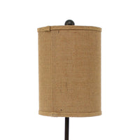 Metal Table Lamp with Cylindrical Drum Shade and Fleur De Lis Accent,Black - BM217234